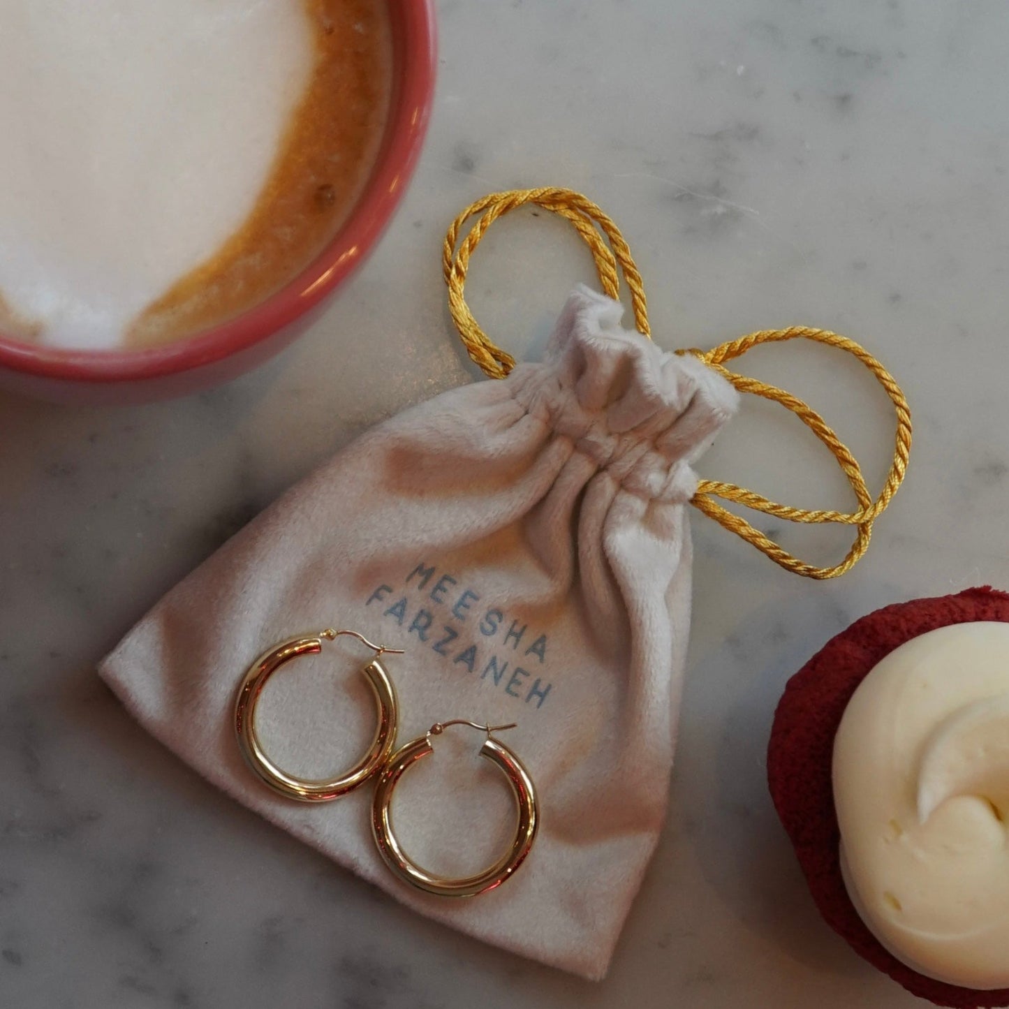 100% 14K Gold Cafe Cutie Hoops