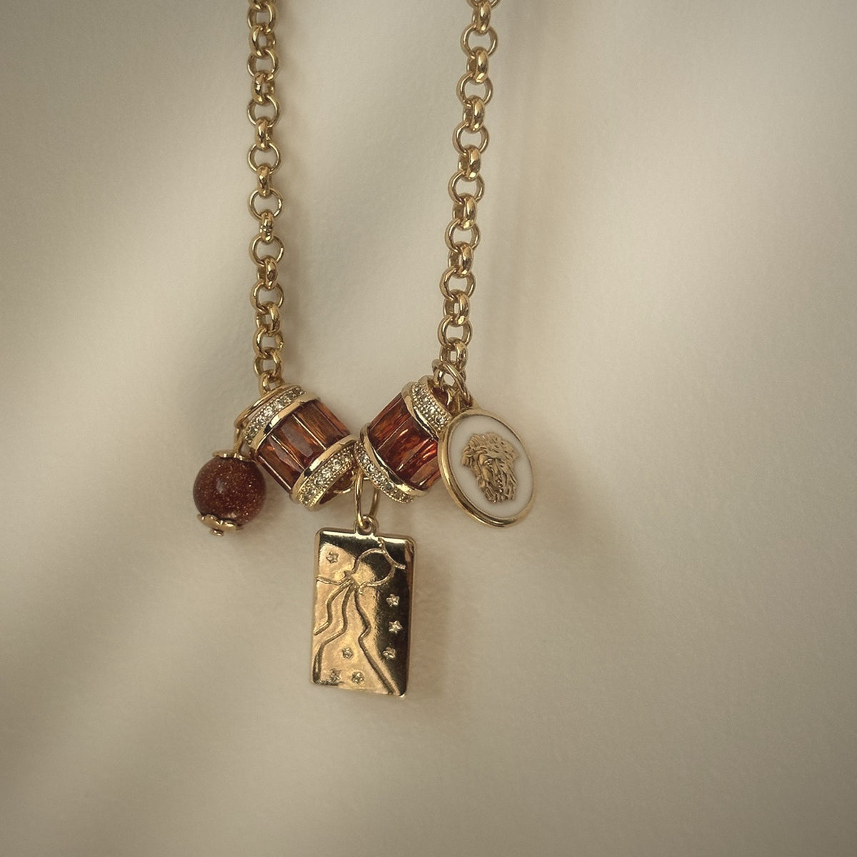 Medusa's Alchemy Charm Necklace in 18k gold-filled